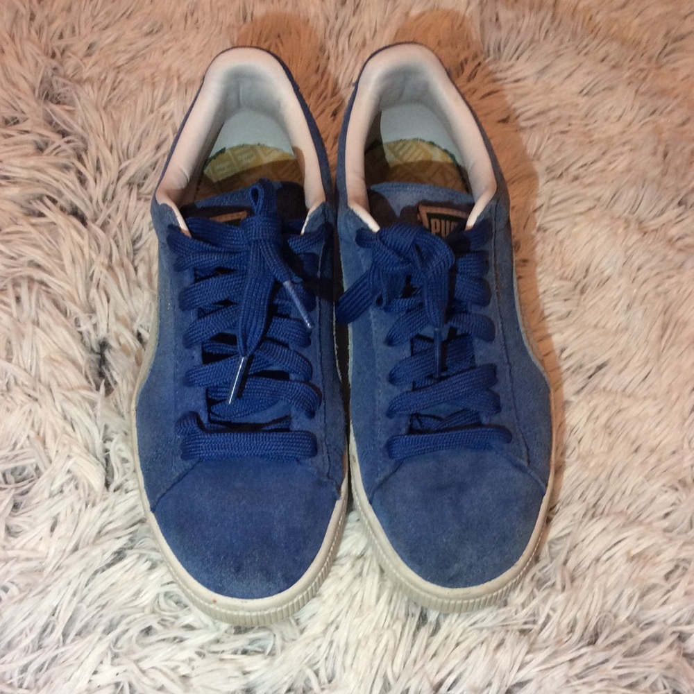 Blue Puma suede sneakers